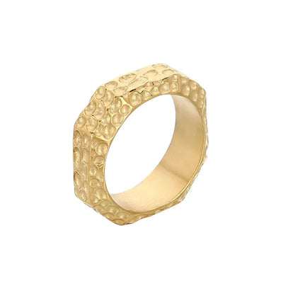 Vintage Concave And Convex Hammer Texture  Sterling Silver Ring