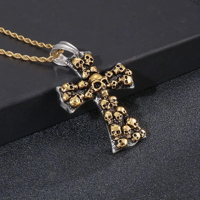 Vintage Cross Skull Pendant