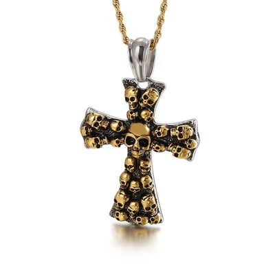 Vintage Cross Skull Pendant