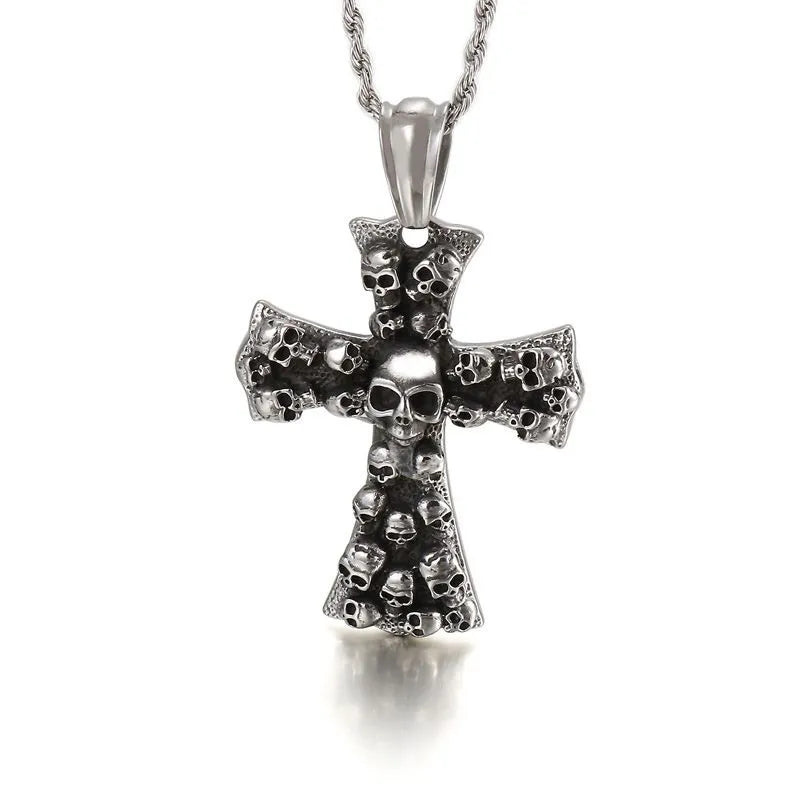 Vintage Cross Skull Pendant