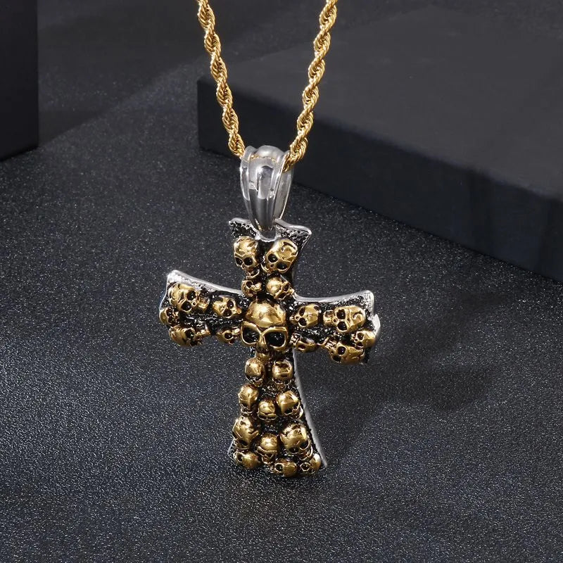 Vintage Cross Skull Pendant
