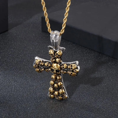 Vintage Cross Skull Pendant