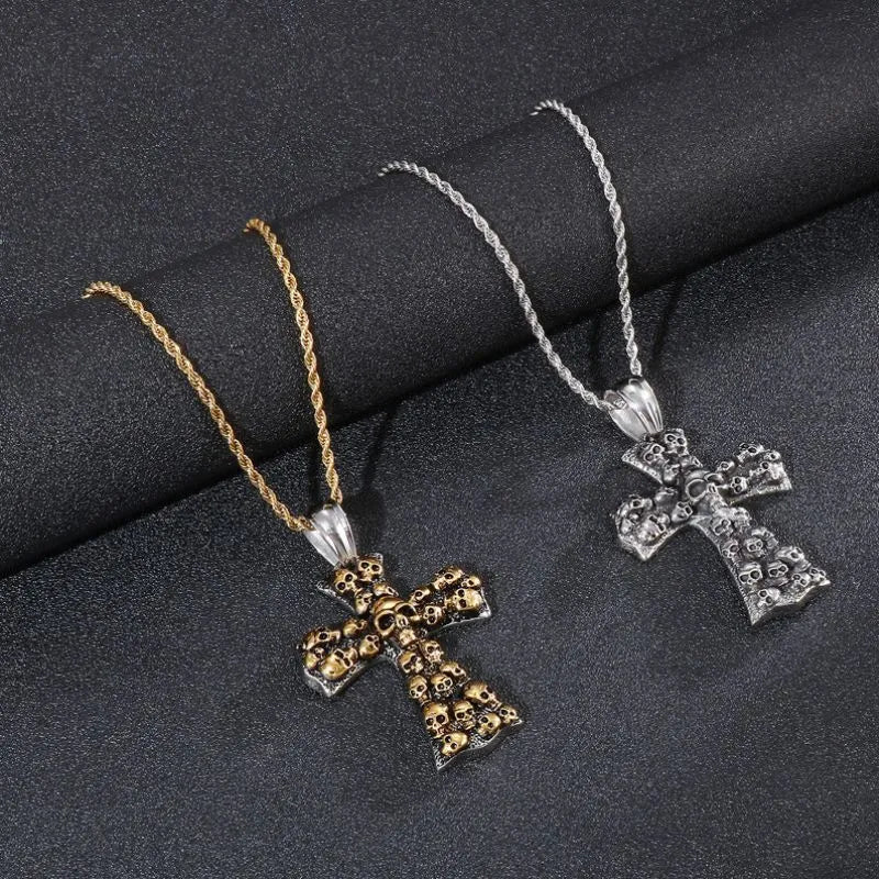 Vintage Cross Skull Pendant