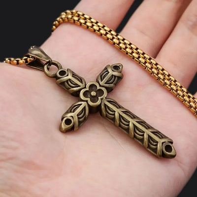 Vintage Cross  Sterling Silver Pendant Necklace