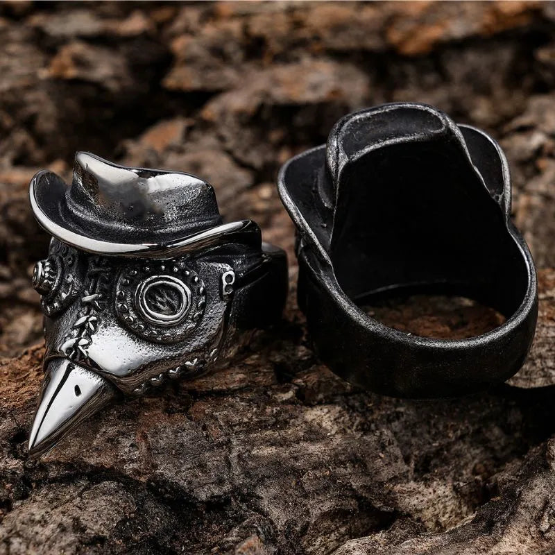 Vintage Crow Skull  Sterling Silver Ring