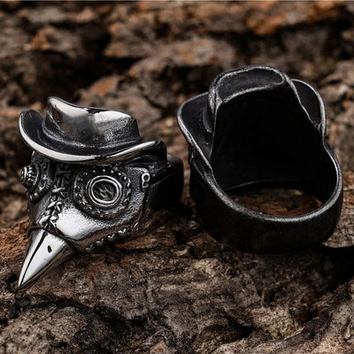Vintage Crow Skull  Sterling Silver Ring