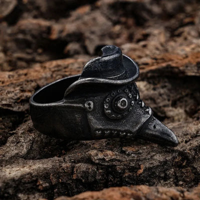 Vintage Crow Skull  Sterling Silver Ring