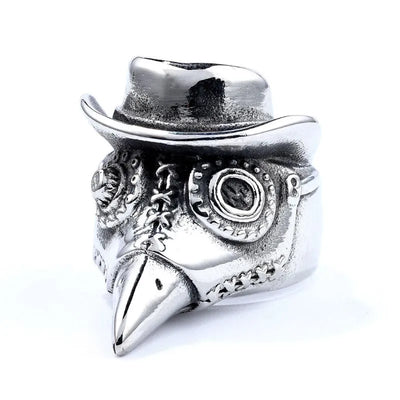 Vintage Crow Skull  Sterling Silver Ring