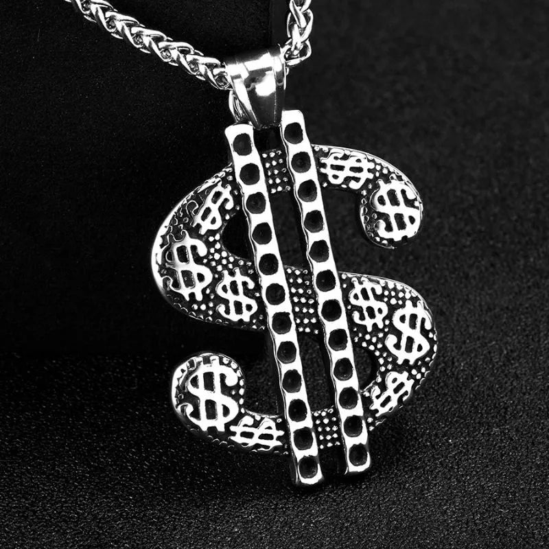 Vintage Dollar Sign  Sterling Silver Pendant