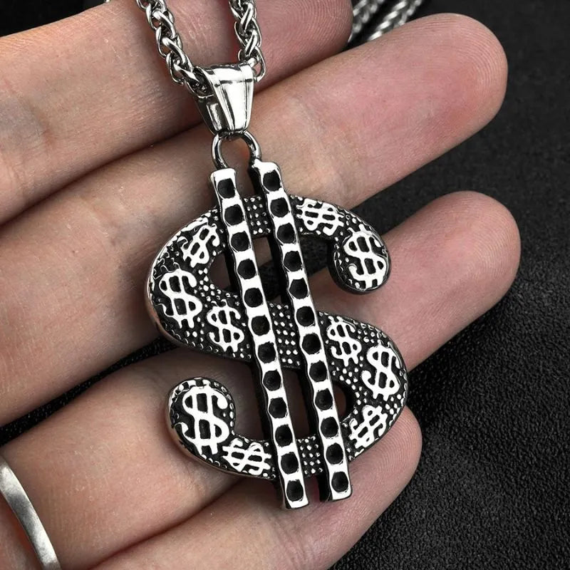 Vintage Dollar Sign  Sterling Silver Pendant