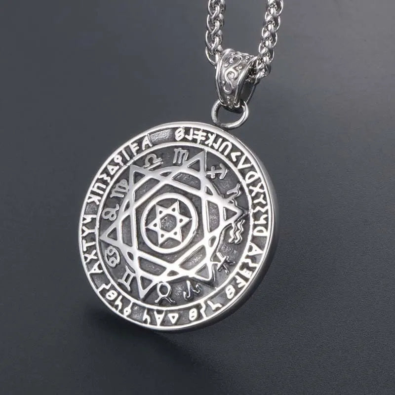 Vintage Double Sided Hexagonal Star Rune Pendant