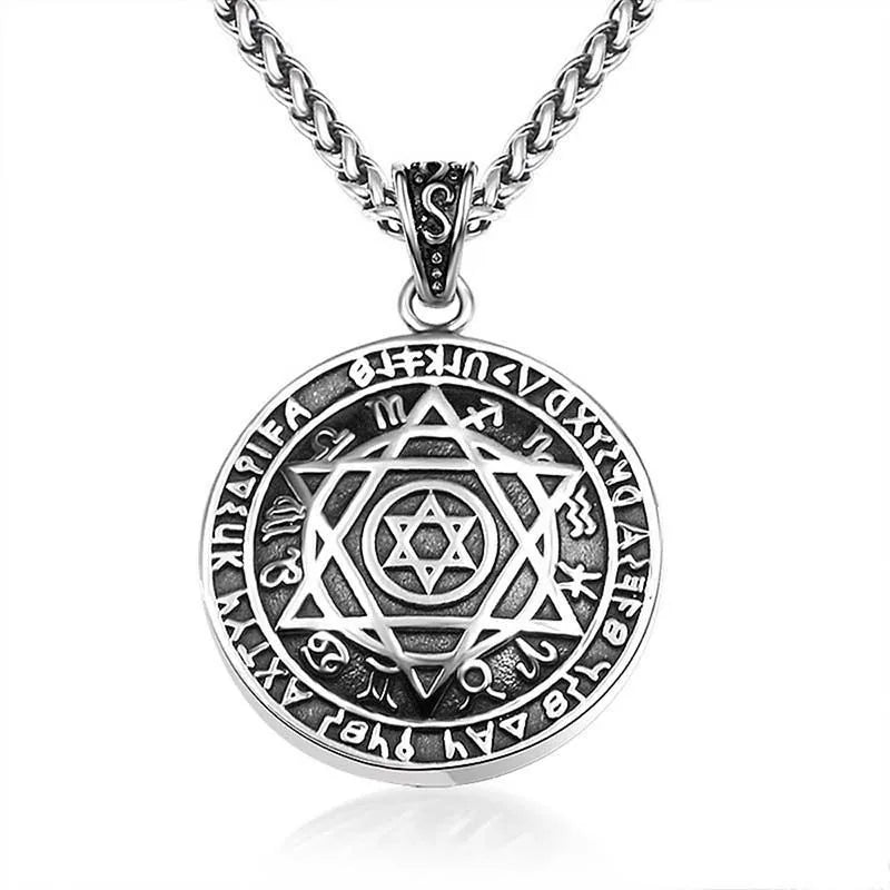 Vintage Double Sided Hexagonal Star Rune Pendant