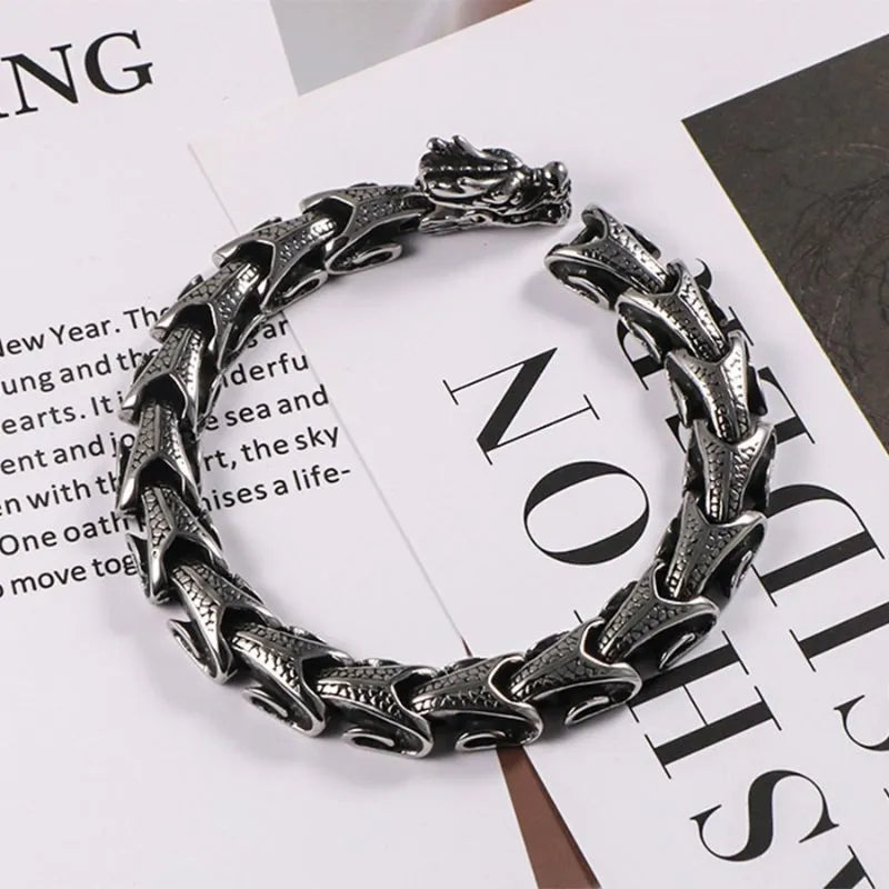 Vintage Dragon Scales   Sterling Silver Bracelet