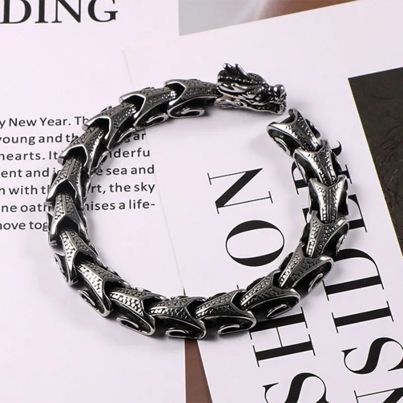 Vintage Dragon Scales   Sterling Silver Bracelet