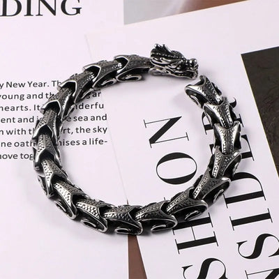 Vintage Dragon Scales   Sterling Silver Bracelet