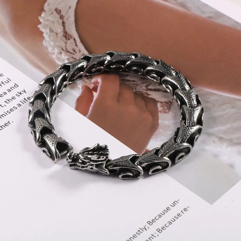 Vintage Dragon Scales   Sterling Silver Bracelet