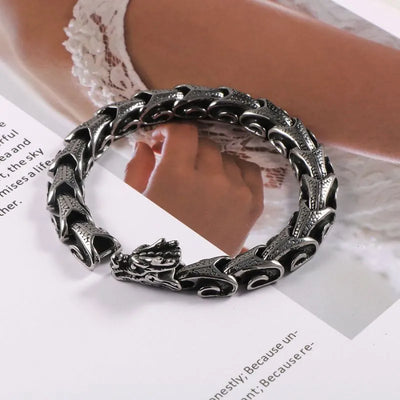 Vintage Dragon Scales   Sterling Silver Bracelet