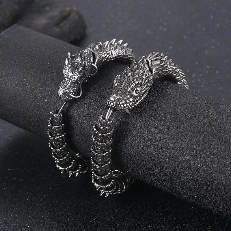 Vintage Dragon Sterling Silver Bracelet