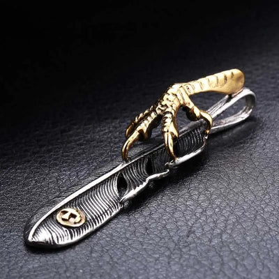 Vintage Eagle Claw Feather  Sterling Silver Pendant Necklace