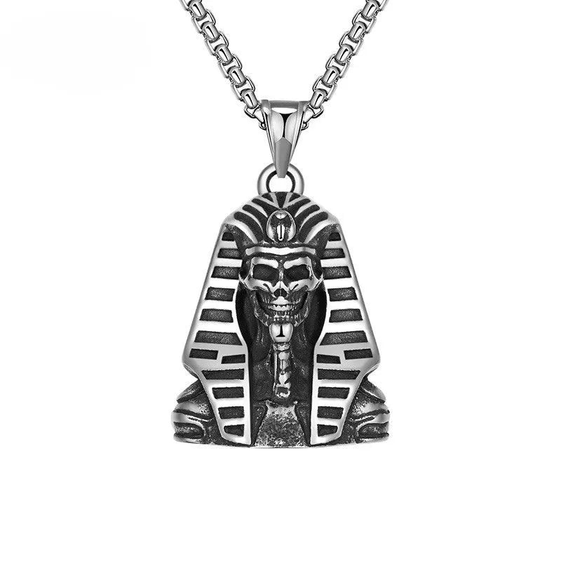 Vintage Egyptian Pharaoh Sphinx Skull Pendant