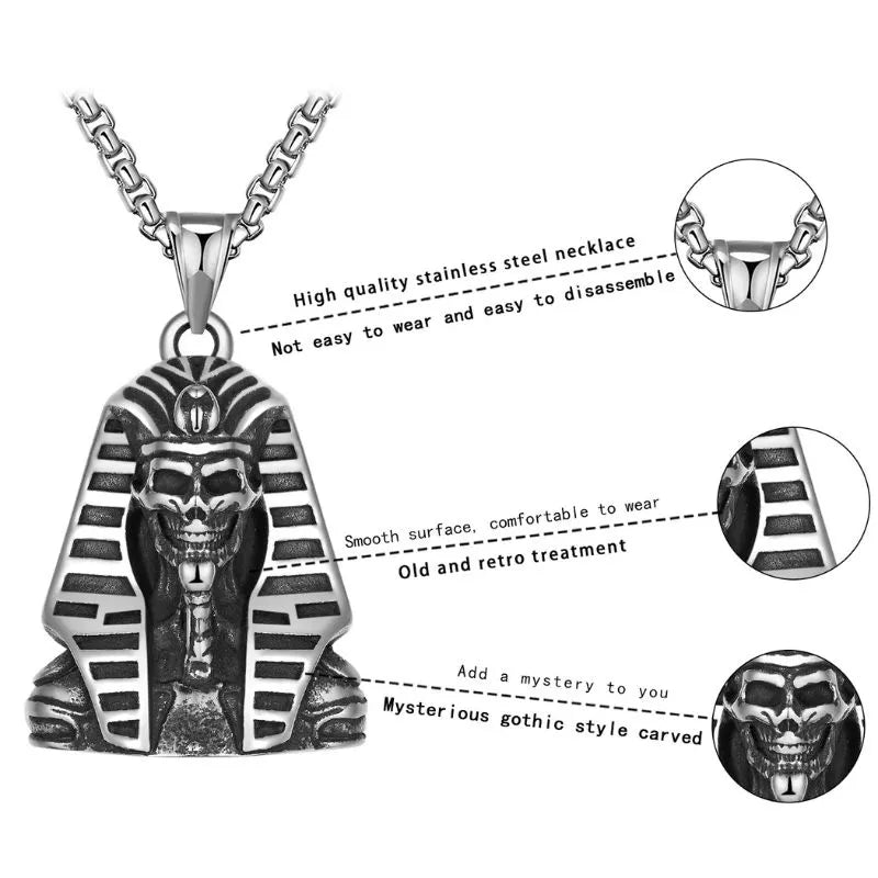 Vintage Egyptian Pharaoh Sphinx Skull Pendant