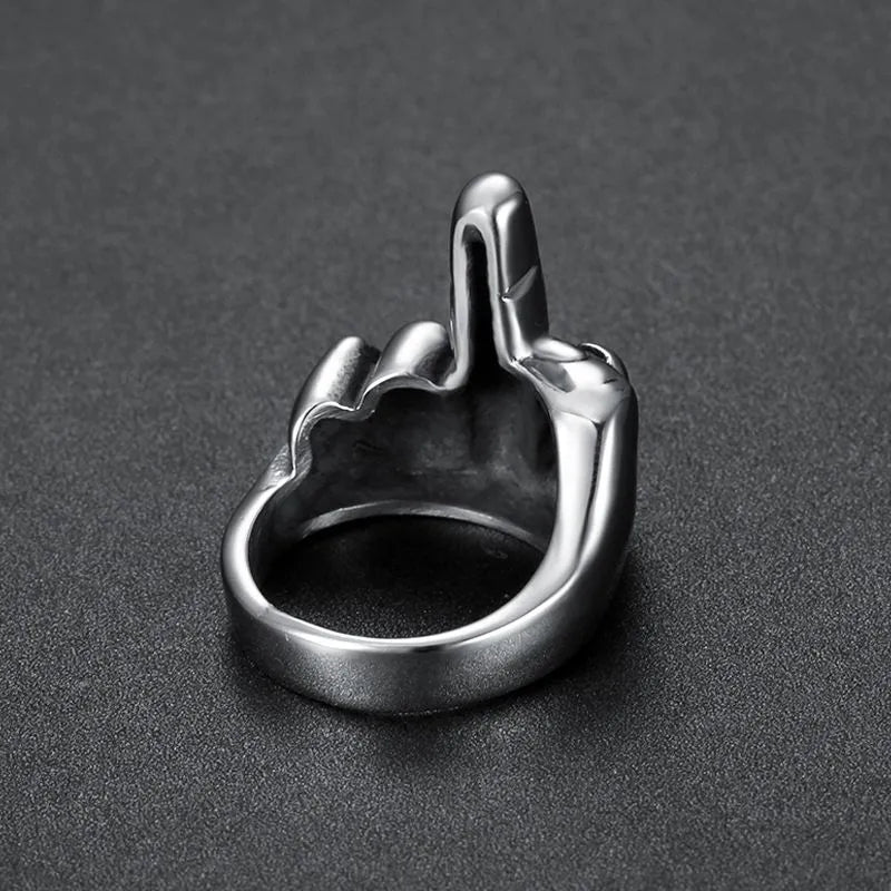 Vintage Fist Middle Finger Letter  Sterling Silver Ring
