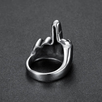 Vintage Fist Middle Finger Letter  Sterling Silver Ring