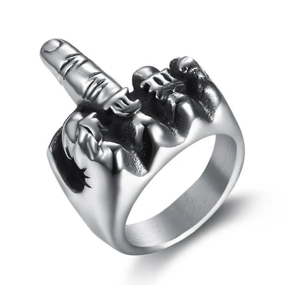 Vintage Fist Middle Finger Letter  Sterling Silver Ring