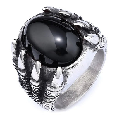 Vintage Gothic Dragon Claw Gemstone  Sterling Silver Ring