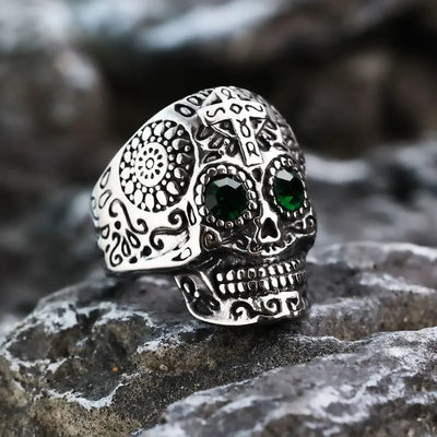 Vintage Gothic Halloween  Sterling Silver Skull Ring