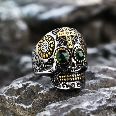 Vintage Gothic Halloween  Sterling Silver Skull Ring