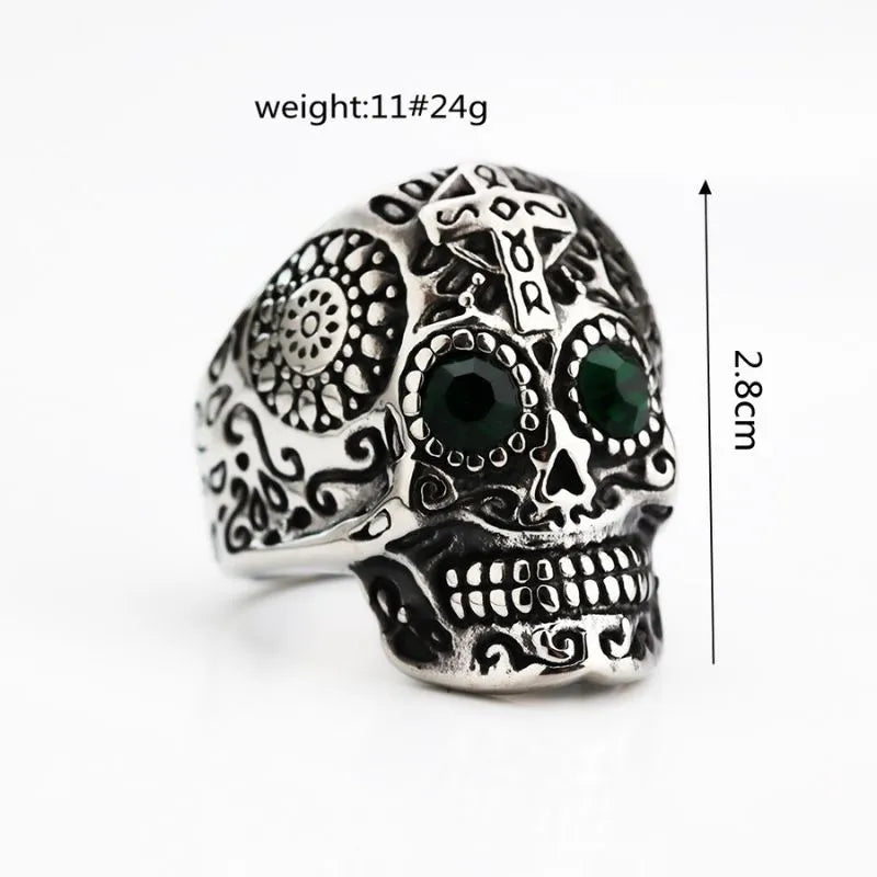 Vintage Gothic Halloween  Sterling Silver Skull Ring