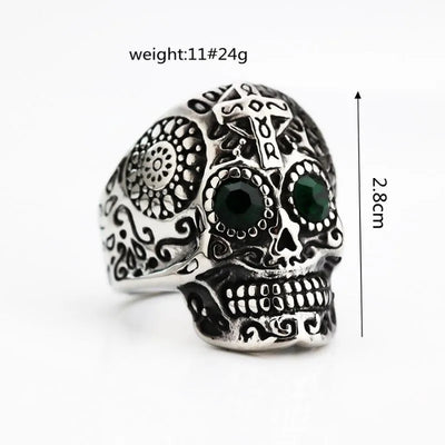 Vintage Gothic Halloween  Sterling Silver Skull Ring