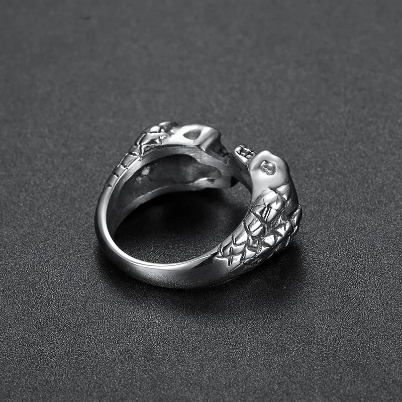 Vintage Gothic  Sterling Silver Unisex Double Skull Ring