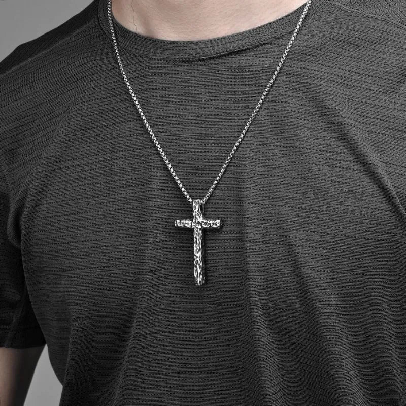 Vintage Hammered Cross Pendant