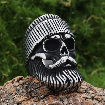 Vintage Hat Skull  Sterling Silver Ring