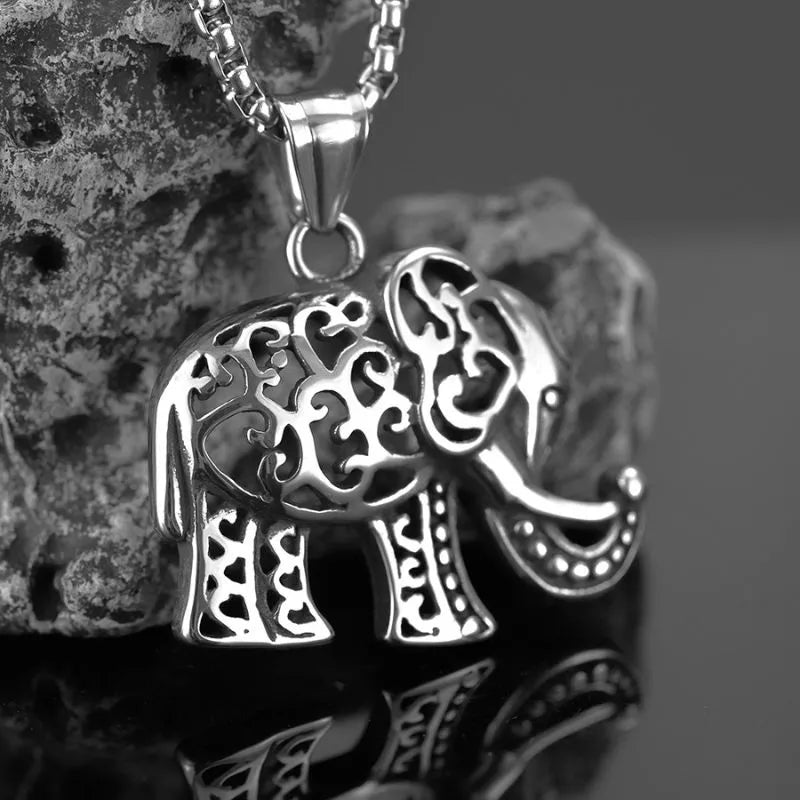 Vintage Hollow Elephant  Sterling Silver Pendant