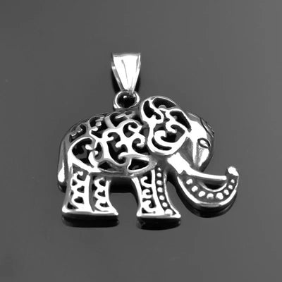 Vintage Hollow Elephant  Sterling Silver Pendant