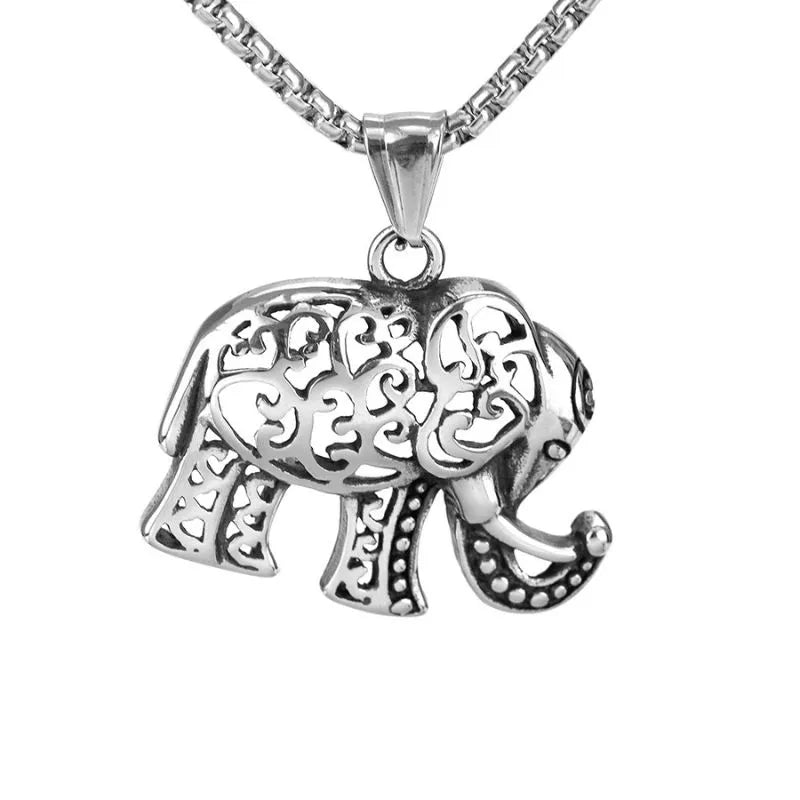 Vintage Hollow Elephant  Sterling Silver Pendant