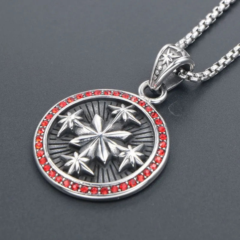 Vintage Octagonal Star  Sterling Silver Pendant
