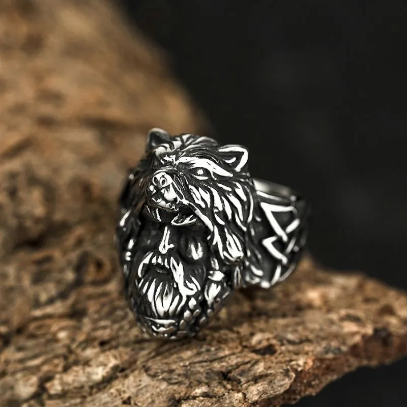 Vintage Odin Wolf  Sterling Silver Ring