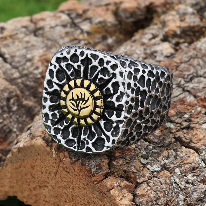 Vintage Pitted floral  Sterling Silver Ring