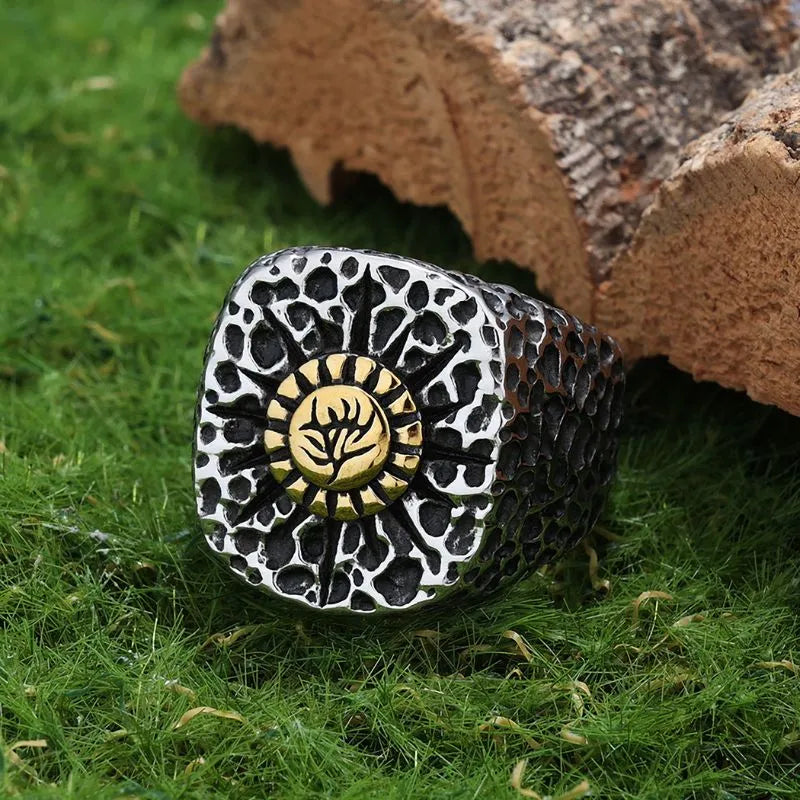 Vintage Pitted floral  Sterling Silver Ring