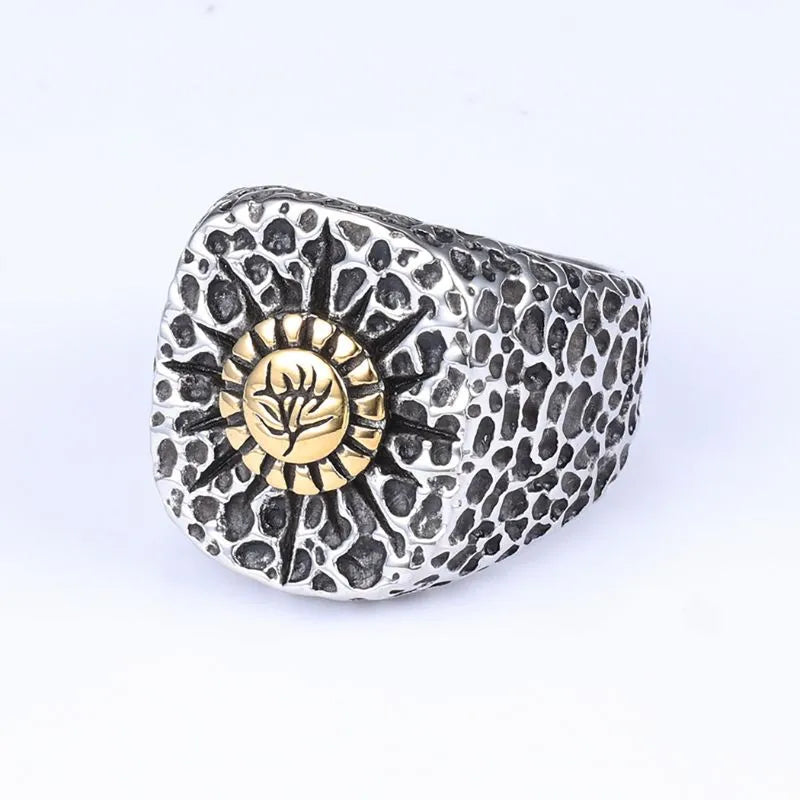 Vintage Pitted floral  Sterling Silver Ring