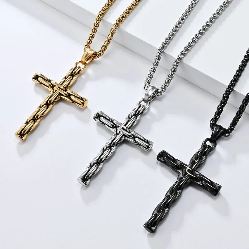 Vintage Punk Cross  Sterling Silver Pendant