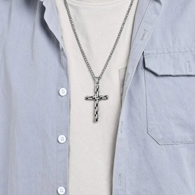 Vintage Punk Cross  Sterling Silver Pendant