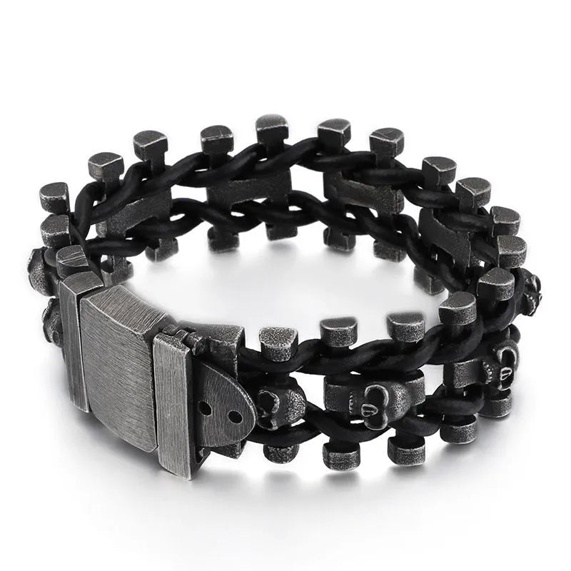 Vintage Skull Hairband Sterling Silver Bracelet