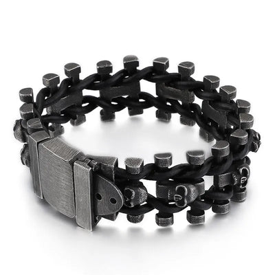 Vintage Skull Hairband Sterling Silver Bracelet