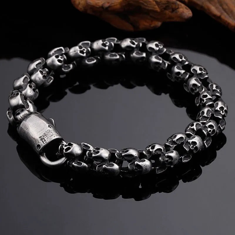 Vintage Skull Sterling Silver Bracelet