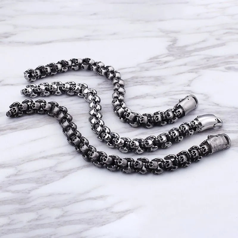 Vintage Skull Sterling Silver Bracelet